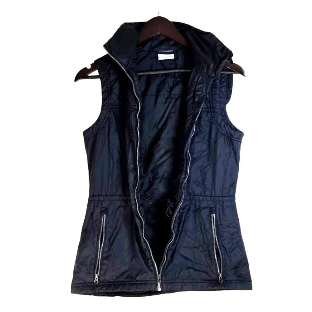 Columbia Mighty Lite Black Full Zip Hooded Nylon All Season Vest Size Small - Picture 3 of 8